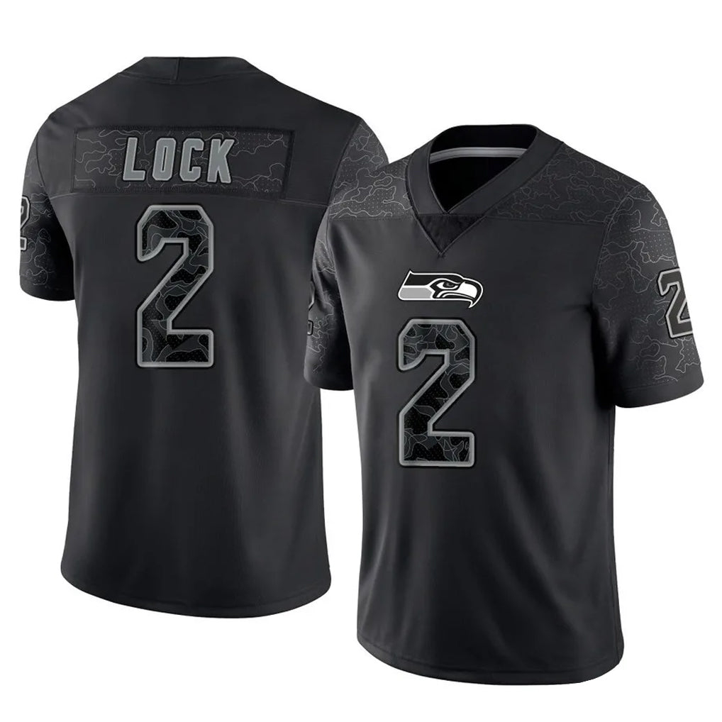S.Seahawks #2 Drew Lock Player Black Limited Reflective Home Game Mdoa Stitched Jerseys