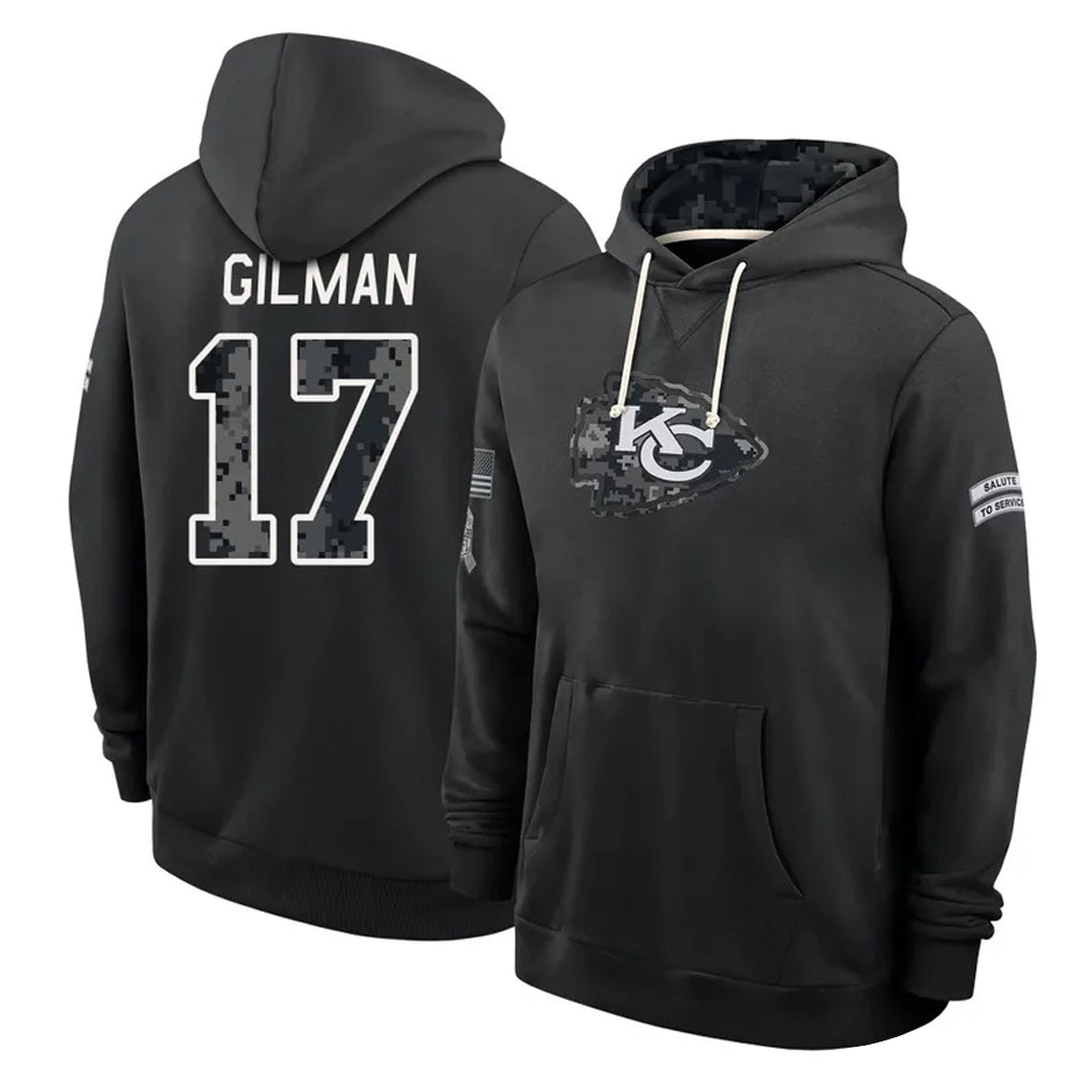 KC.Chiefs #17 Alohi Gilman Player 2026 Black Logo Pullover Hoodies Limited Game Stitched Jerseys