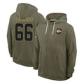 KC.Chiefs #66 Mike Caliendo Player Olive Salute to Service Pullover Hoodies Limited Stitched Jerseys
