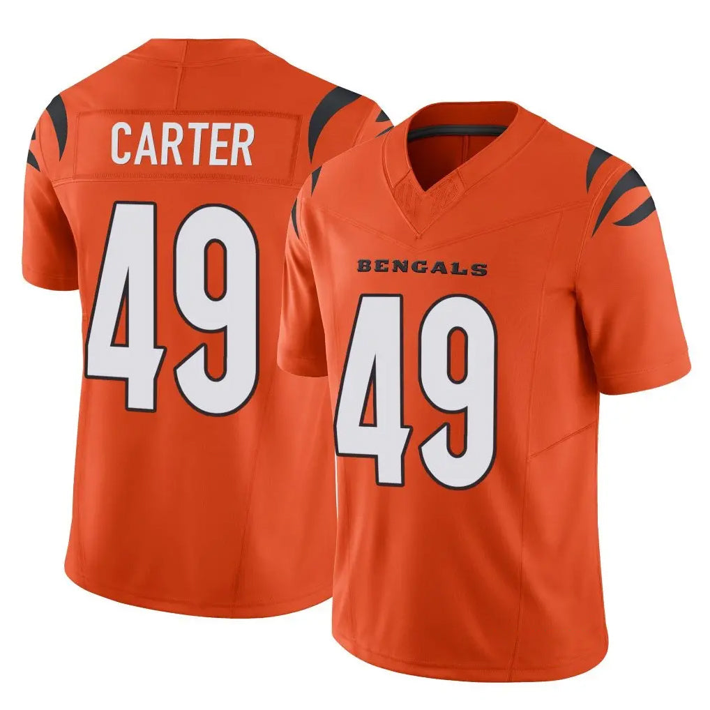 C.Bengals #49 Barrett Carter Player Orange Vapor F.U.S.E. Limited Home Game Mdoa Stitched Jerseys