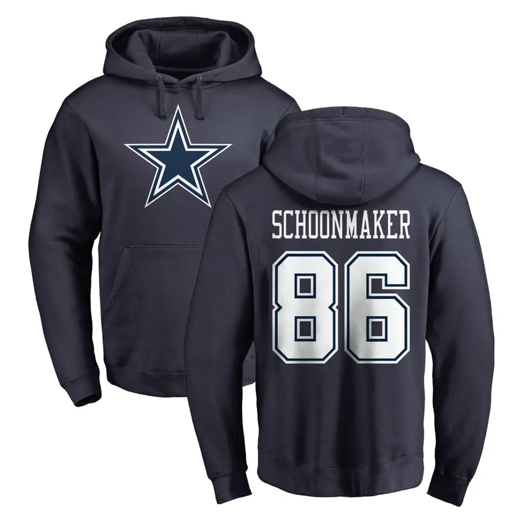 D.Cowboys #86 Luke Schoonmaker Player Navy Pullover Hoodies Limited Mdoa Stitched Jerseys