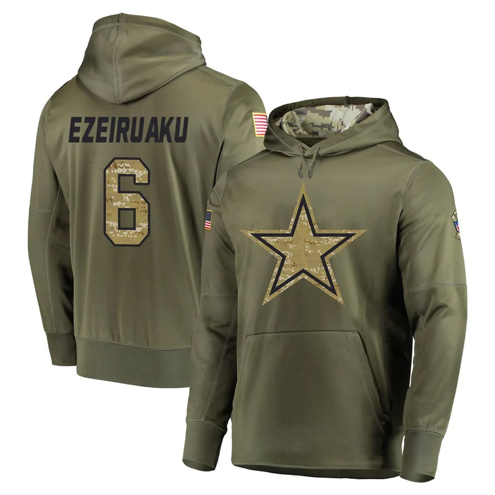 D.Cowboys #6 Donovan Ezeiruaku Player Olive Salute to Service Pullover Hoodies Home Game Mdoa Stitched Jerseys
