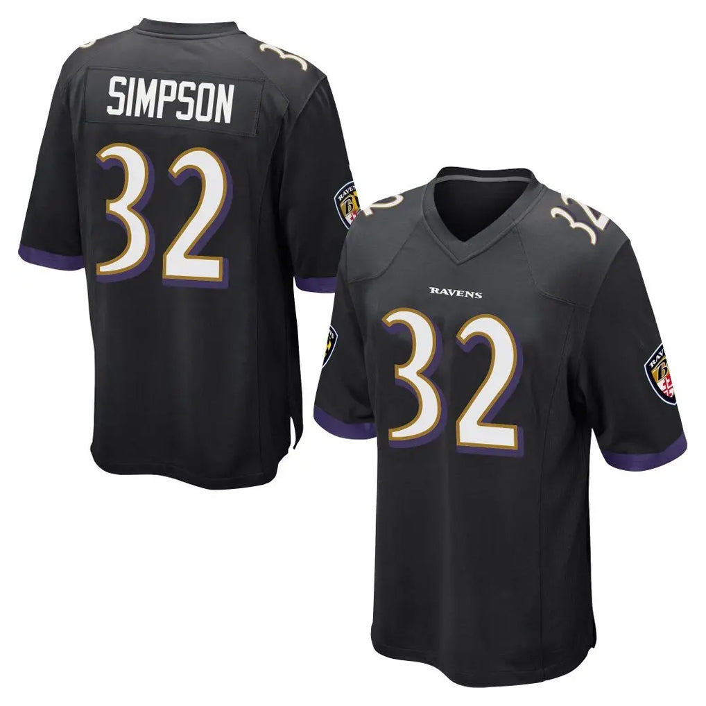 B.Ravens #32 Trenton Simpson Player Black Home Game Mdoa Stitched Jerseys