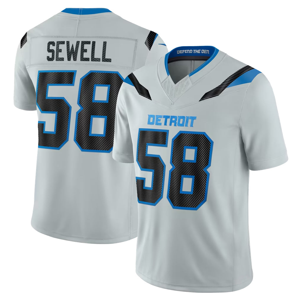 D.Lions #58 Penei Sewell Player Silver Limited 2026 Rivalries Collection Home Game Mdoa Stitched Jerseys