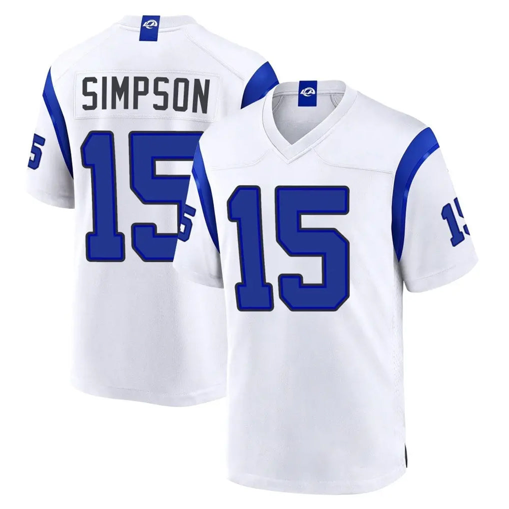 LA.Rams #15 Ty Simpson Player White Fearsome Home Game Mdoa Stitched Jerseys