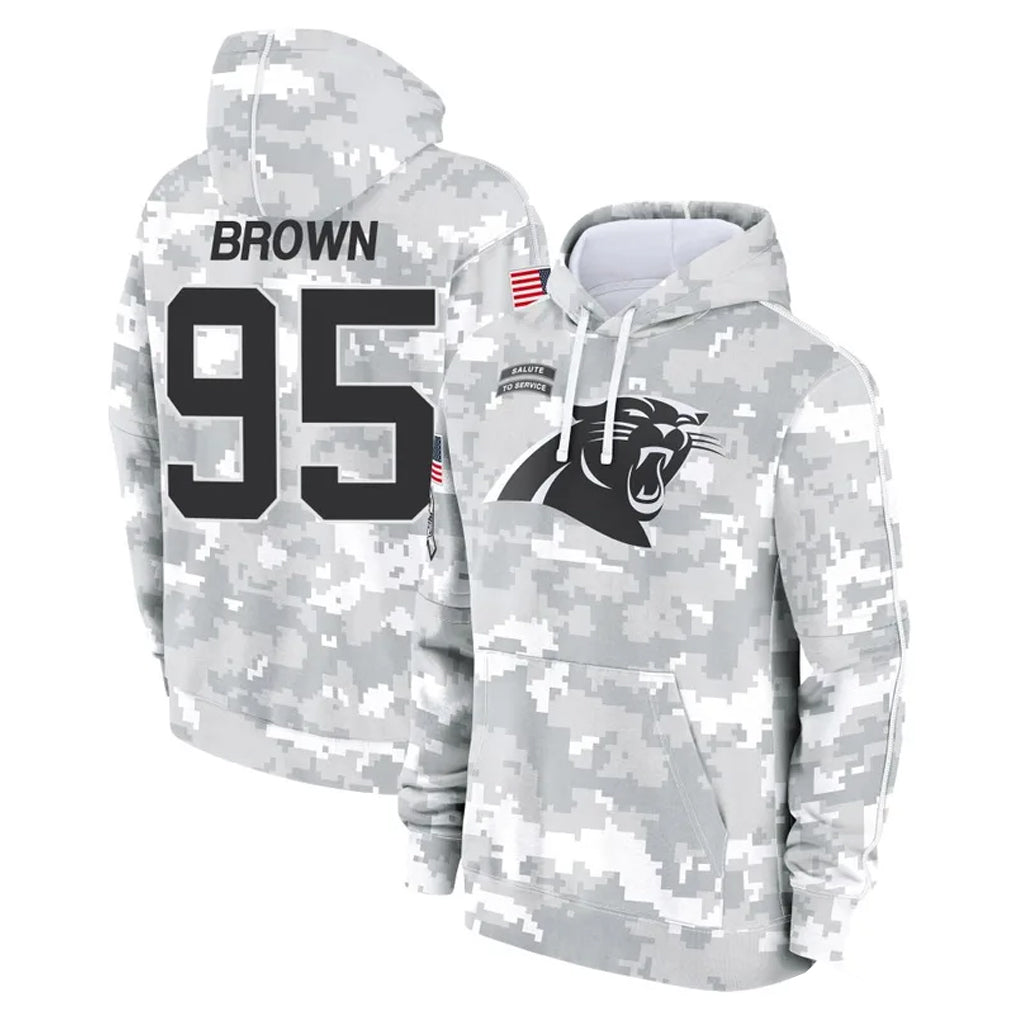 C.Panthers #95 Derrick Brown Player Arctic Camo Salute to Service Pullover Hoodies Limited Game Mdoa Stitched Jerseys