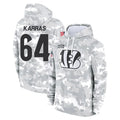C.Bengals #64 Ted Karras Player Arctic Camo Salute to Service Pullover Hoodie Limited Mdoa Stitched Jerseys