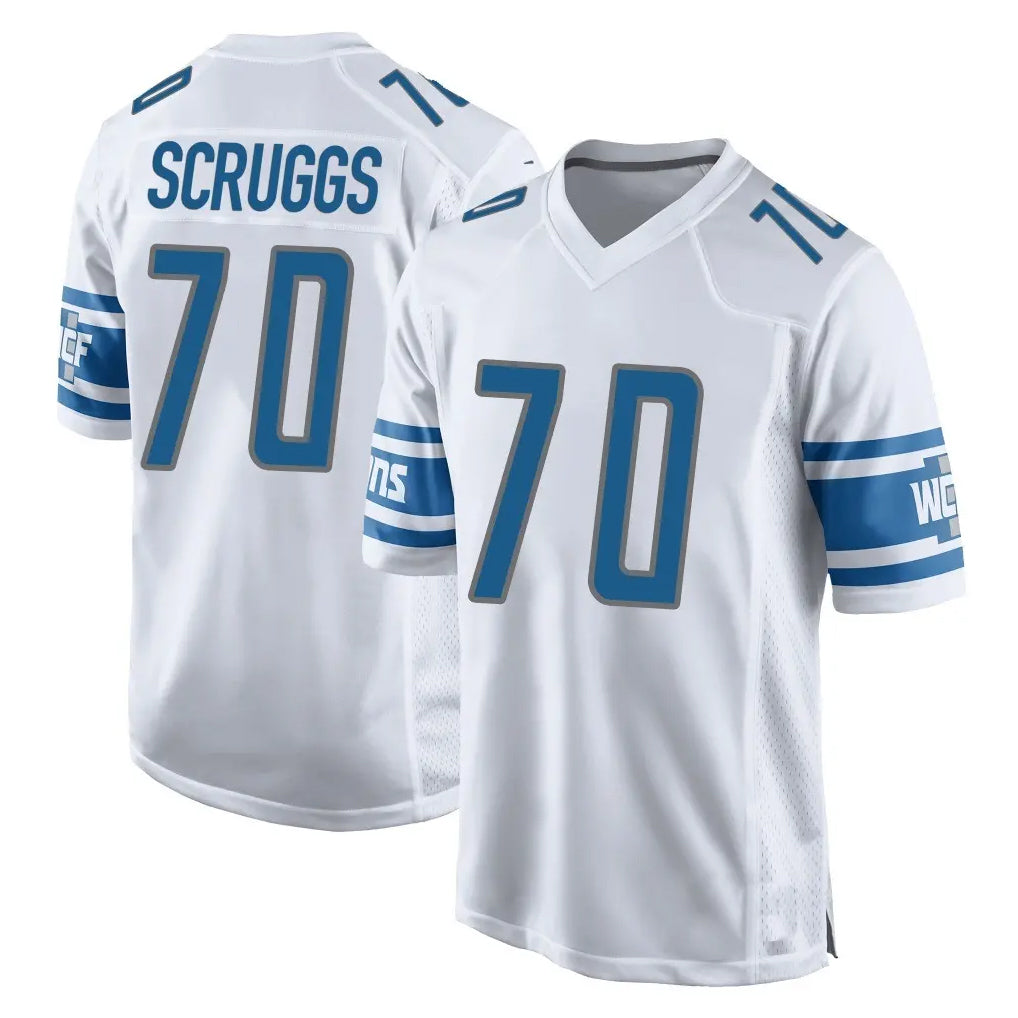 D.Lions #70 Juice Scruggs Player White Home Game Mdoa Stitched Jerseys