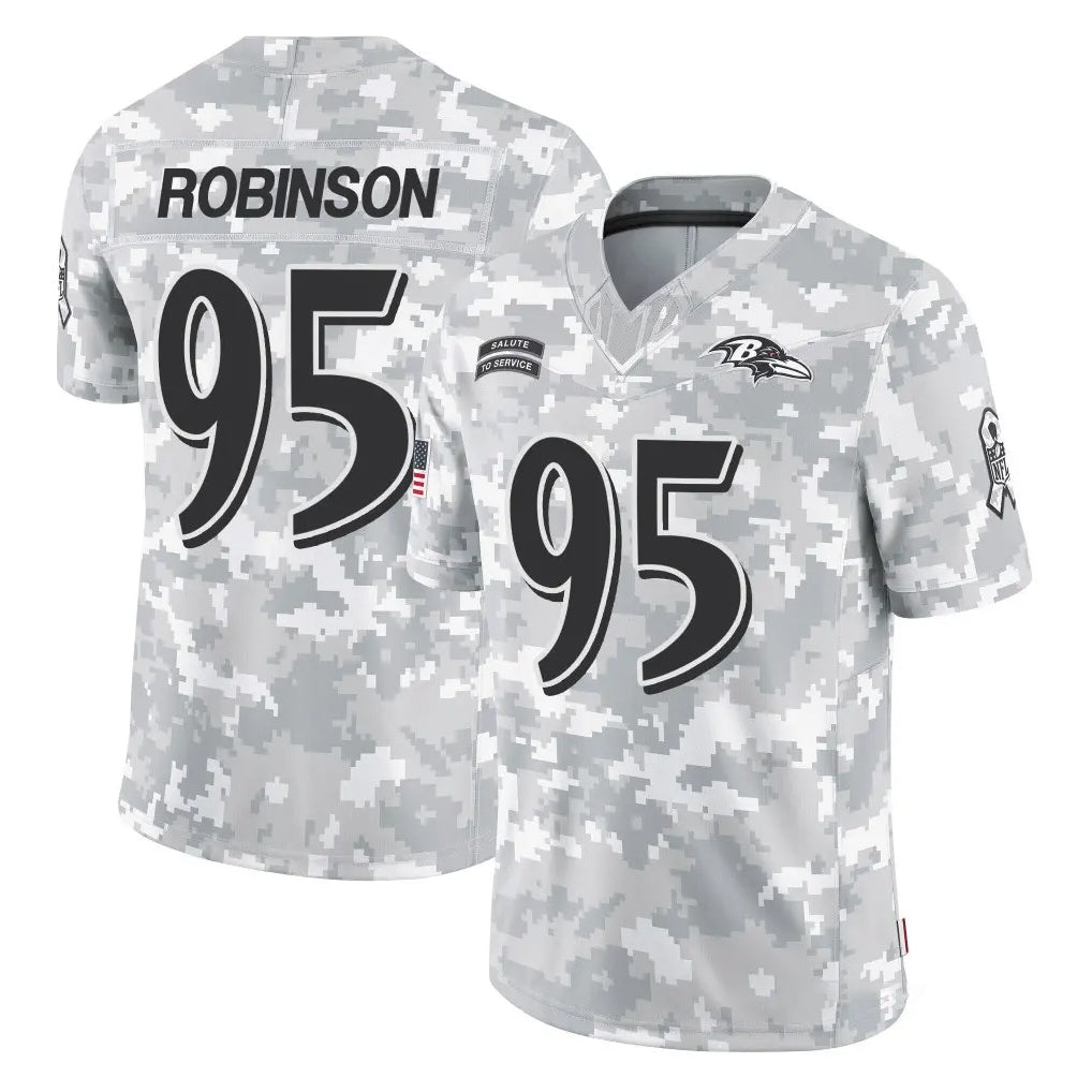 B.Ravens #95 Tavius Robinson Player Arctic Camo Salute to Service Limited Mdoa Stitched Jerseys