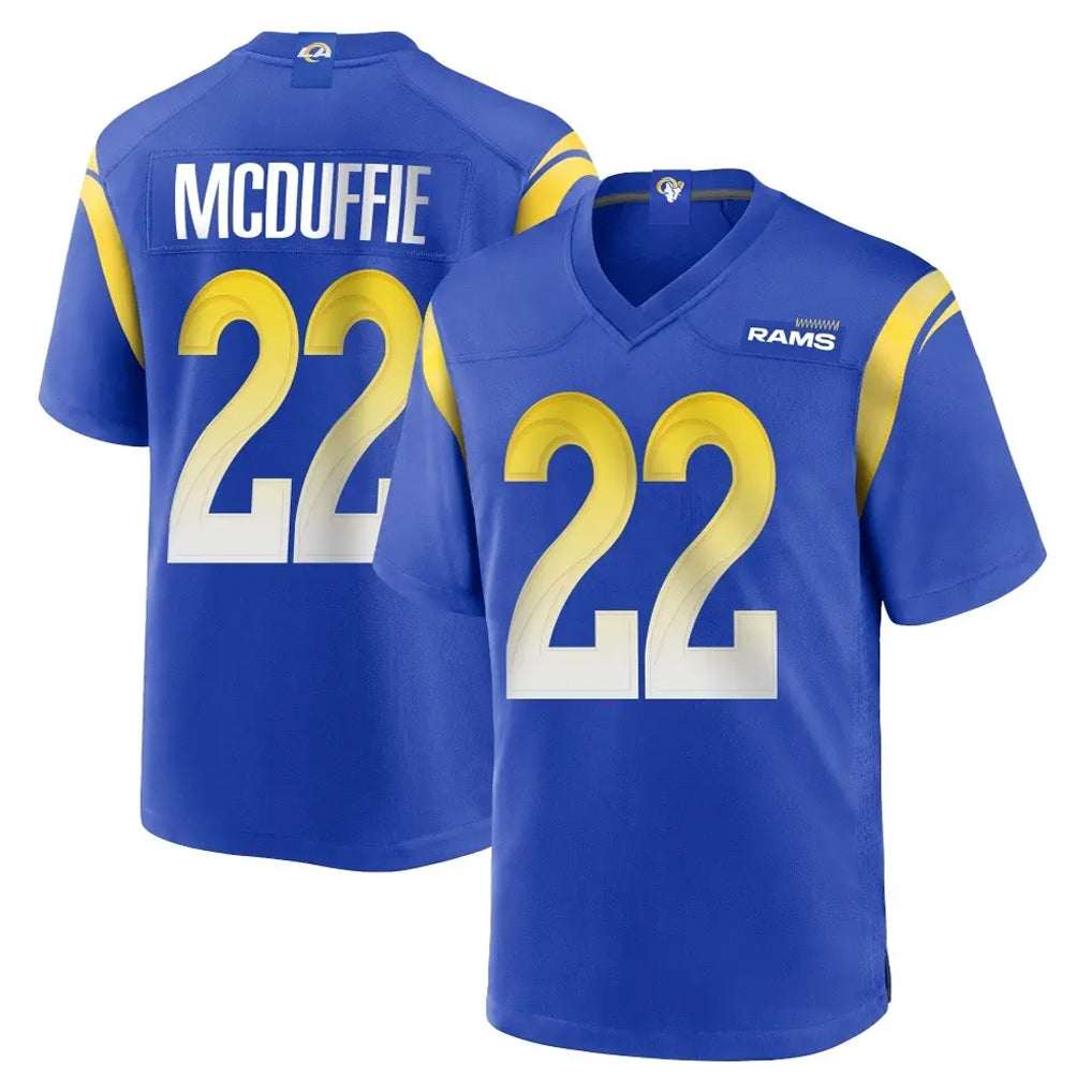 LA.Rams #22 Trent McDuffie Player Royal Home Game Mdoa Stitched Jerseys