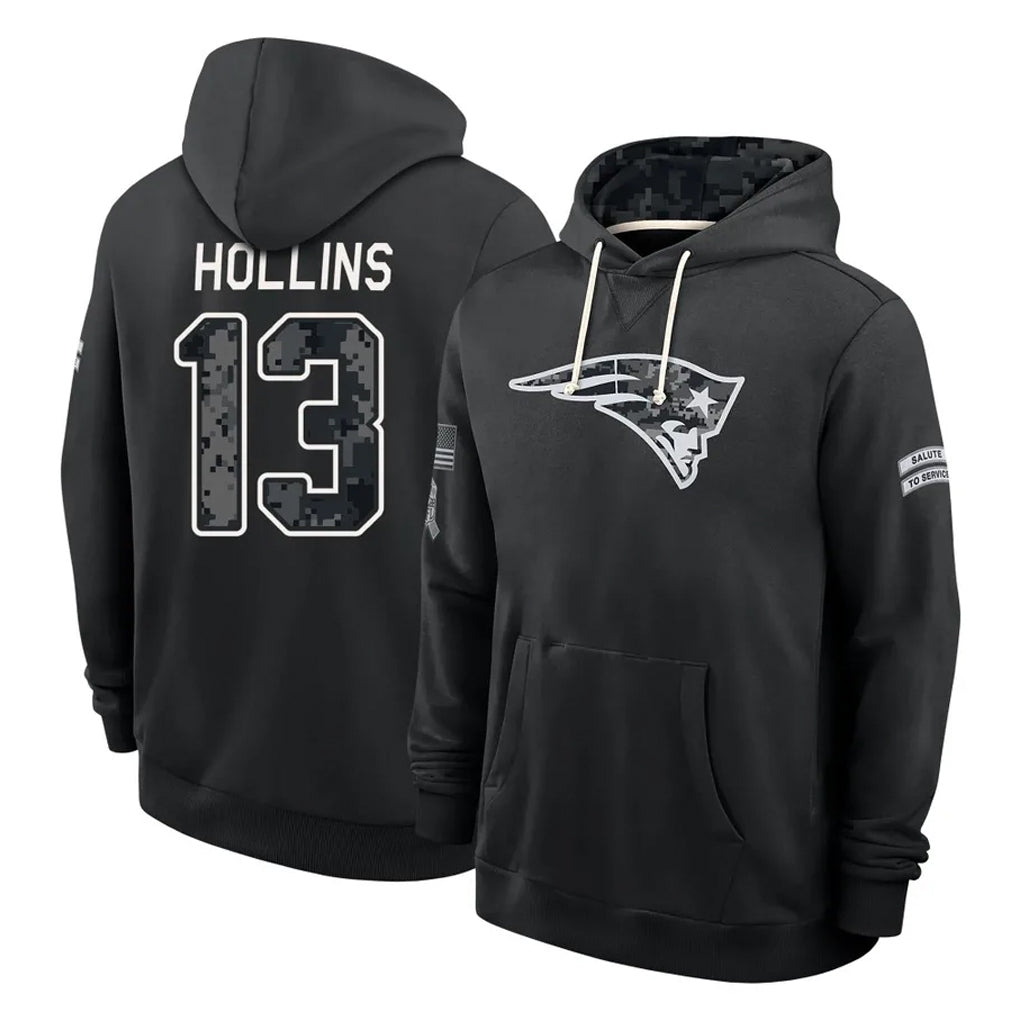 NE.Patriots #13 Mack Hollins Player 2026 Black Logo Pullover Hoodies Limited Game Mdoa Stitched Jerseys