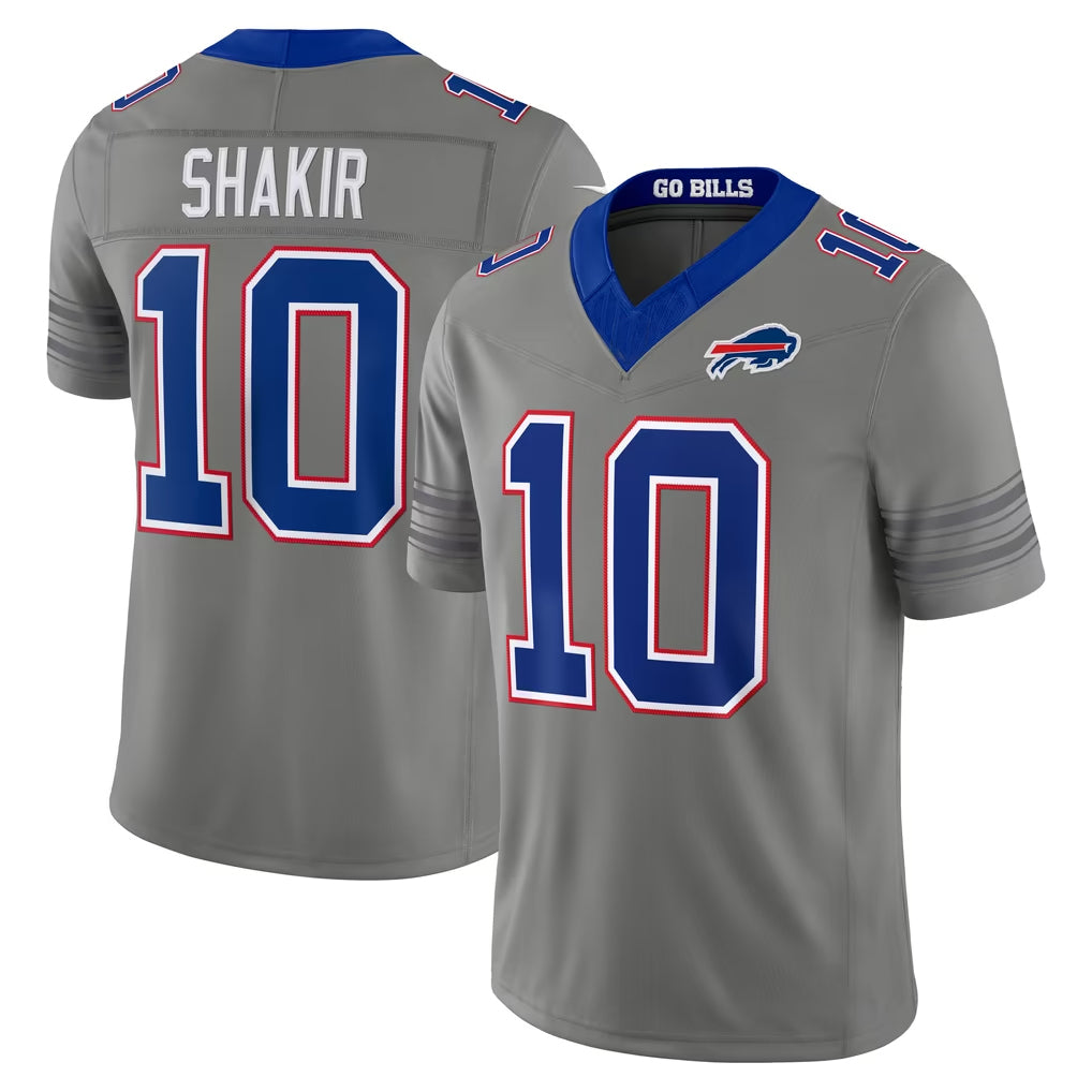 B.Bills #10 Khalil Shakir Player Gray Limited Nickel City Home Game Mdoa Stitched Jerseys