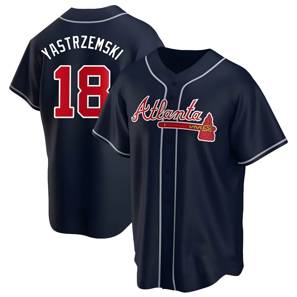 Mdoa A.Braves #18 Mike Yastrzemski player Navy Replica Alternate Stitched Jerseys