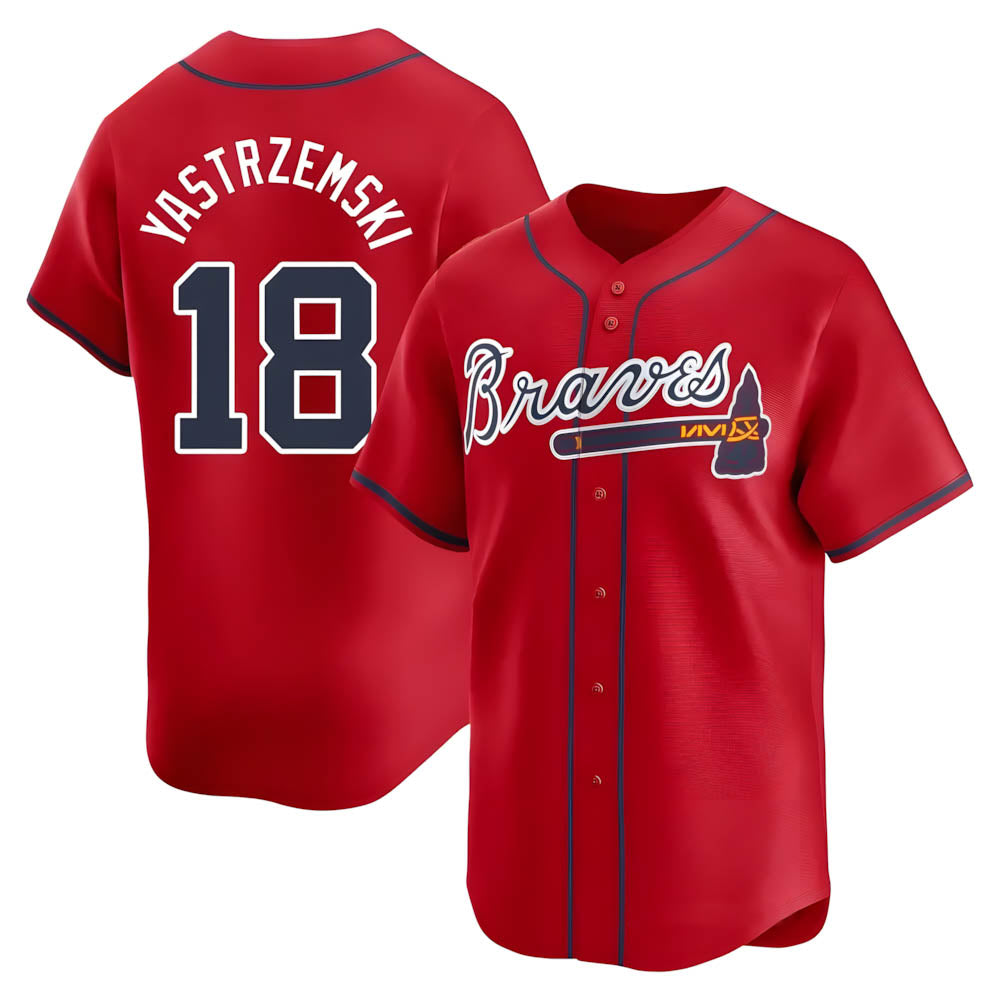 Mdoa A.Braves #18 Mike Yastrzemski player Red Limited Alternate Stitched Jerseys