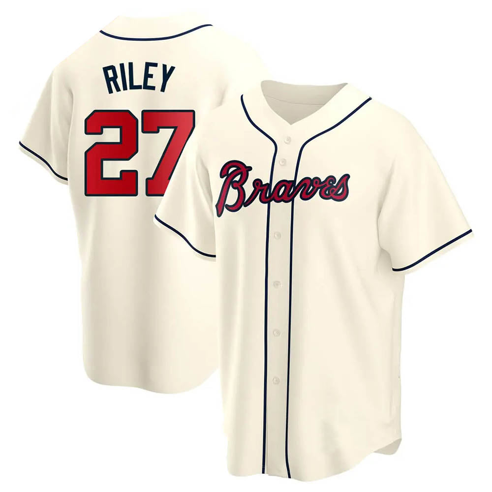 Mdoa A.Braves #27 Austin Riley Player Cream Replica Alternate Stitched Jerseys
