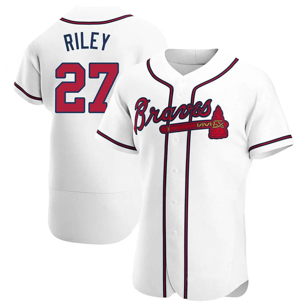 Mdoa A.Braves #27 Austin Riley Player White Authentic Home Stitched Jerseys