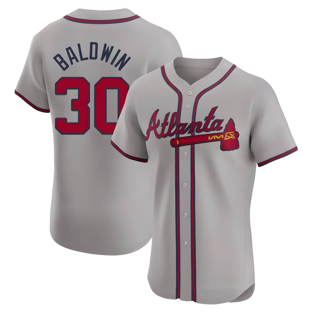 Mdoa A.Braves #30 Drake Baldwin player Gray Elite Road Stitched Jerseys