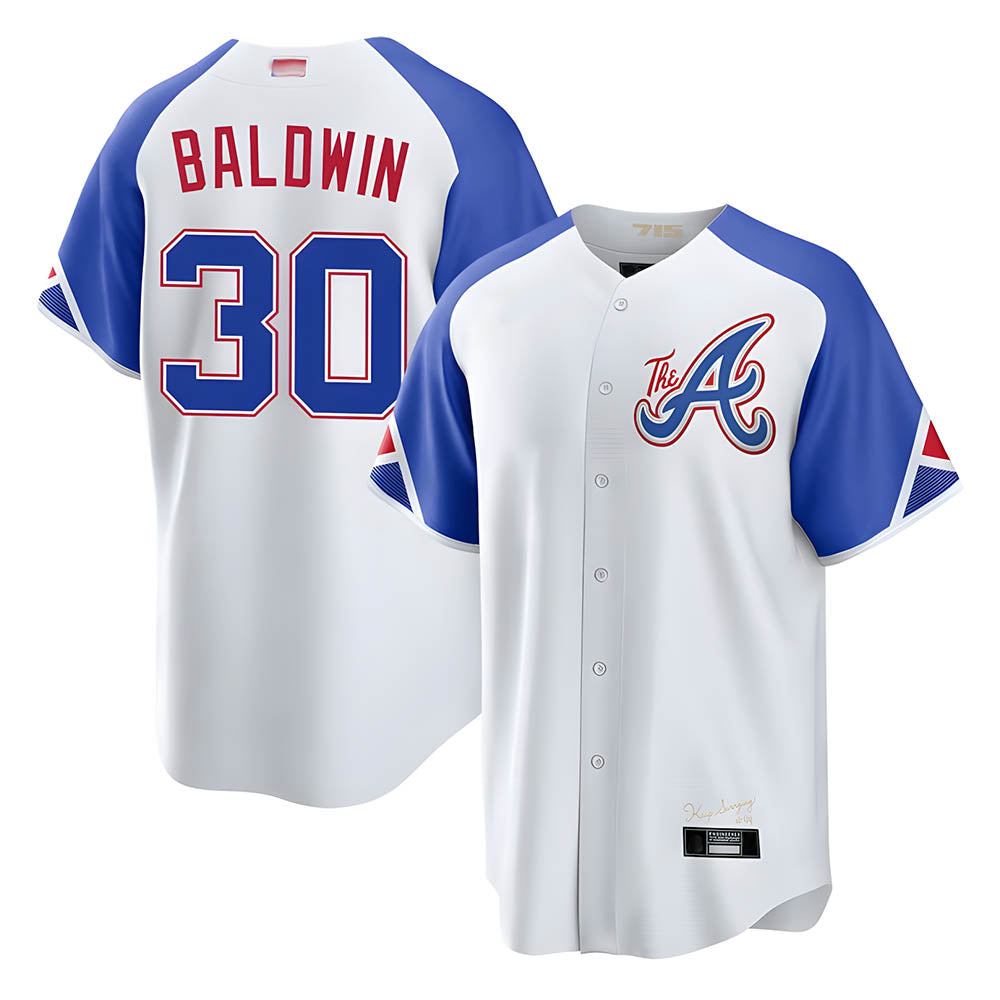 Mdoa A.Braves #30 Drake Baldwin player White City Connect Stitched Jerseys