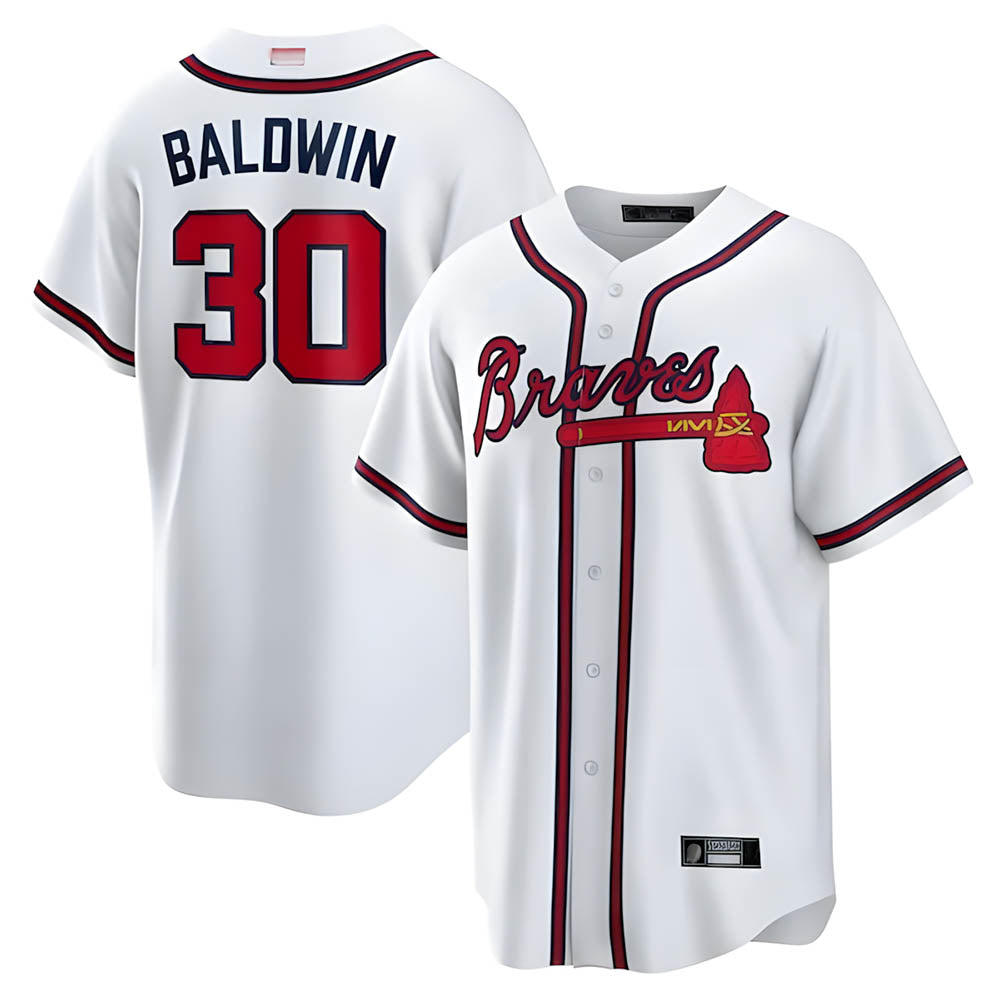 Mdoa A.Braves #30 Drake Baldwin player White Home Replica Stitched Jerseys