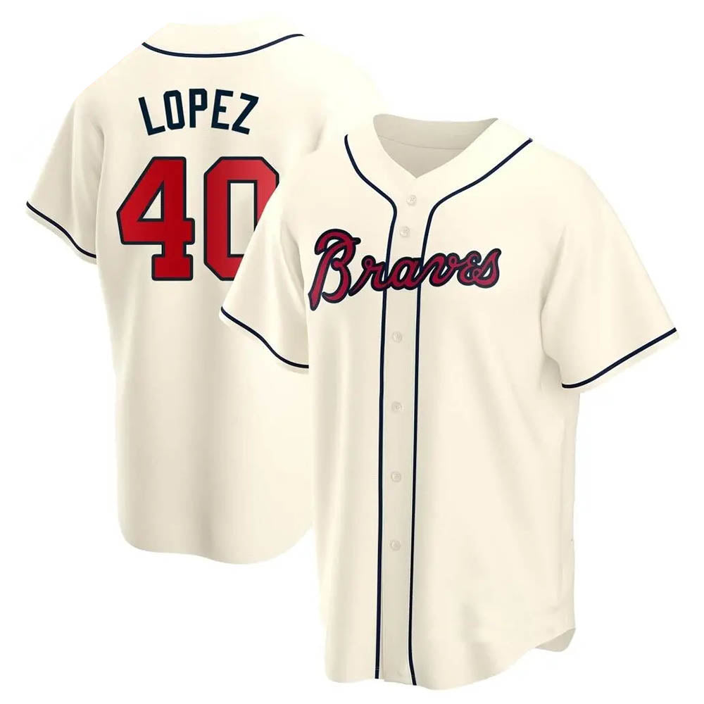 Mdoa A.Braves #40 Reynaldo Lopez player Cream Replica Alternate Stitched Jerseys