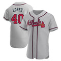 Mdoa A.Braves #40 Reynaldo Lopez player Gray Authentic Road Stitched Jerseys