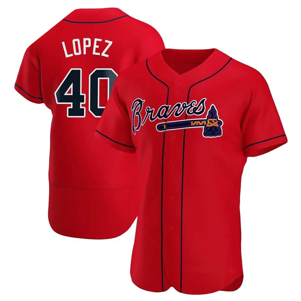 Mdoa A.Braves #40 Reynaldo Lopez player Red Authentic Alternate Stitched Jerseys