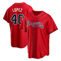 Mdoa A.Braves #40 Reynaldo Lopez player Red Replica Alternate Stitched Jerseys