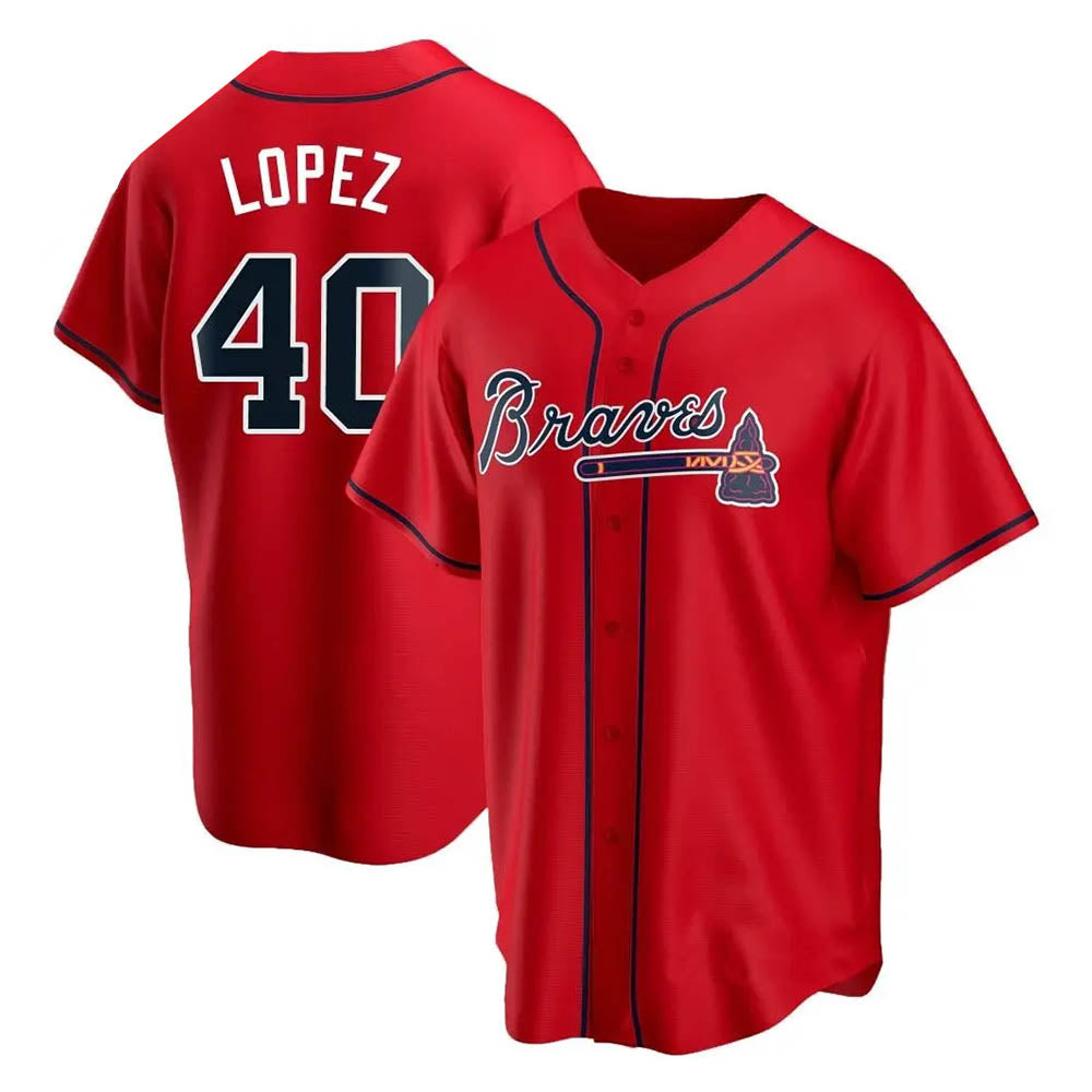 Mdoa A.Braves #40 Reynaldo Lopez player Red Replica Alternate Stitched Jerseys