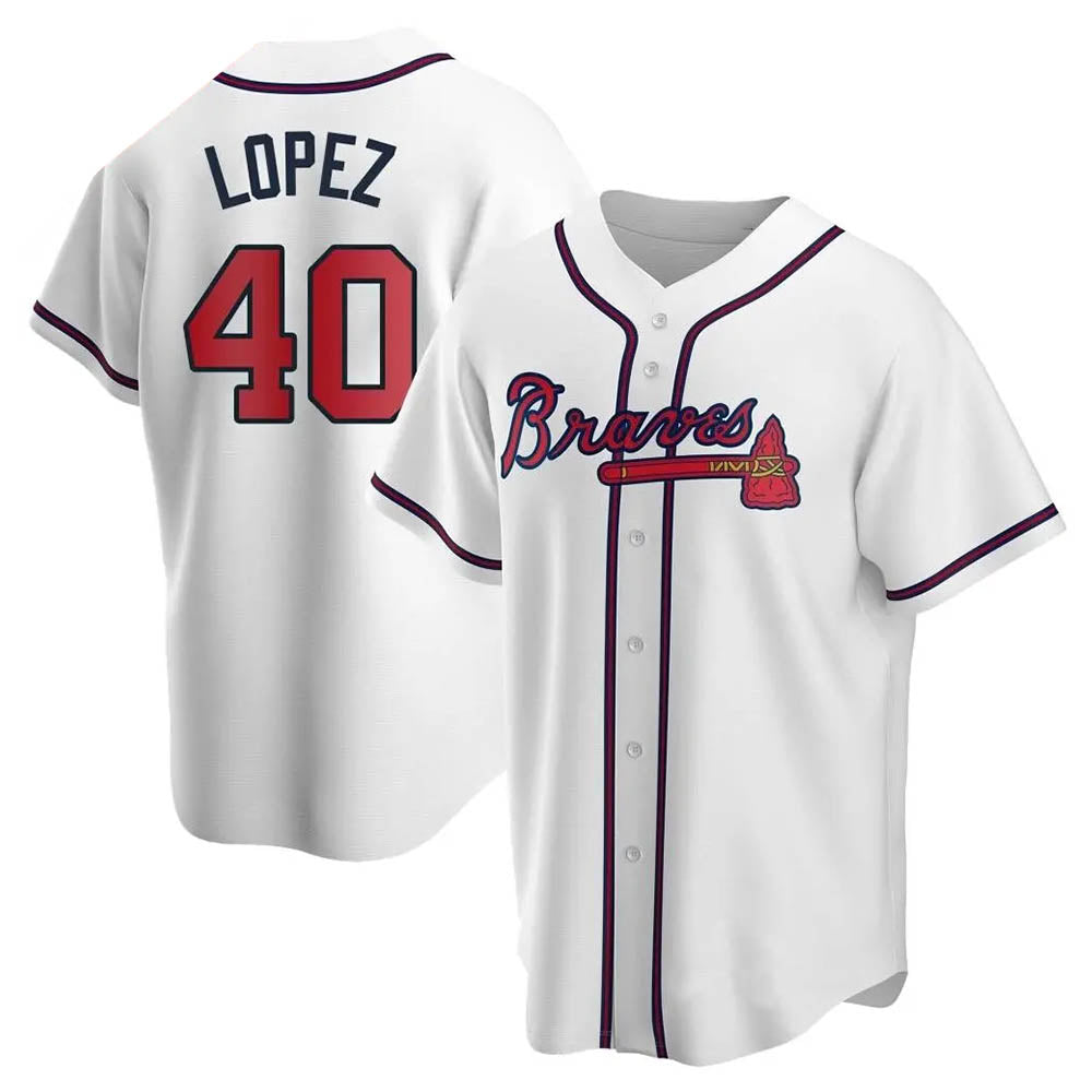 Mdoa A.Braves #40 Reynaldo Lopez player White Replica Home Stitched Jerseys