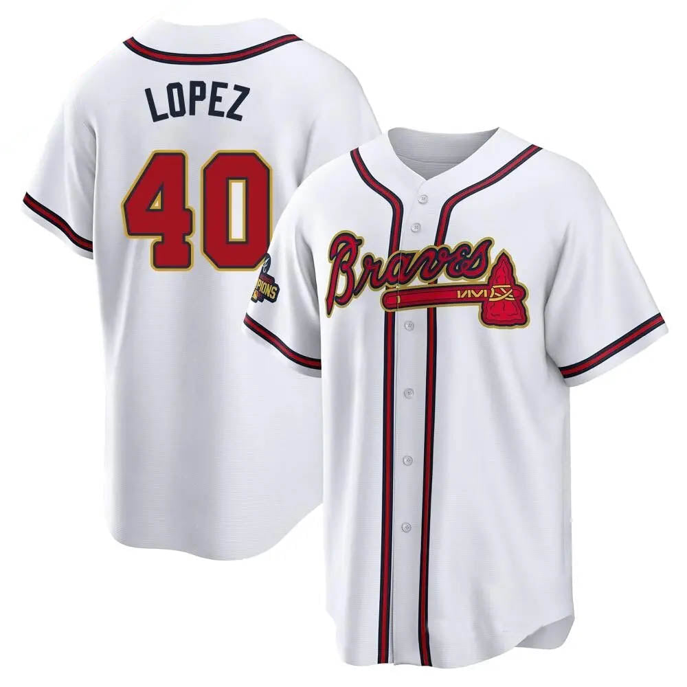 Mdoa A.Braves #40 Reynaldo Lopez player White&Gold Replica Program Stitched Jerseys