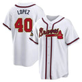 Mdoa A.Braves #40 Reynaldo Lopez player White&Gold Replica Program Stitched Jerseys