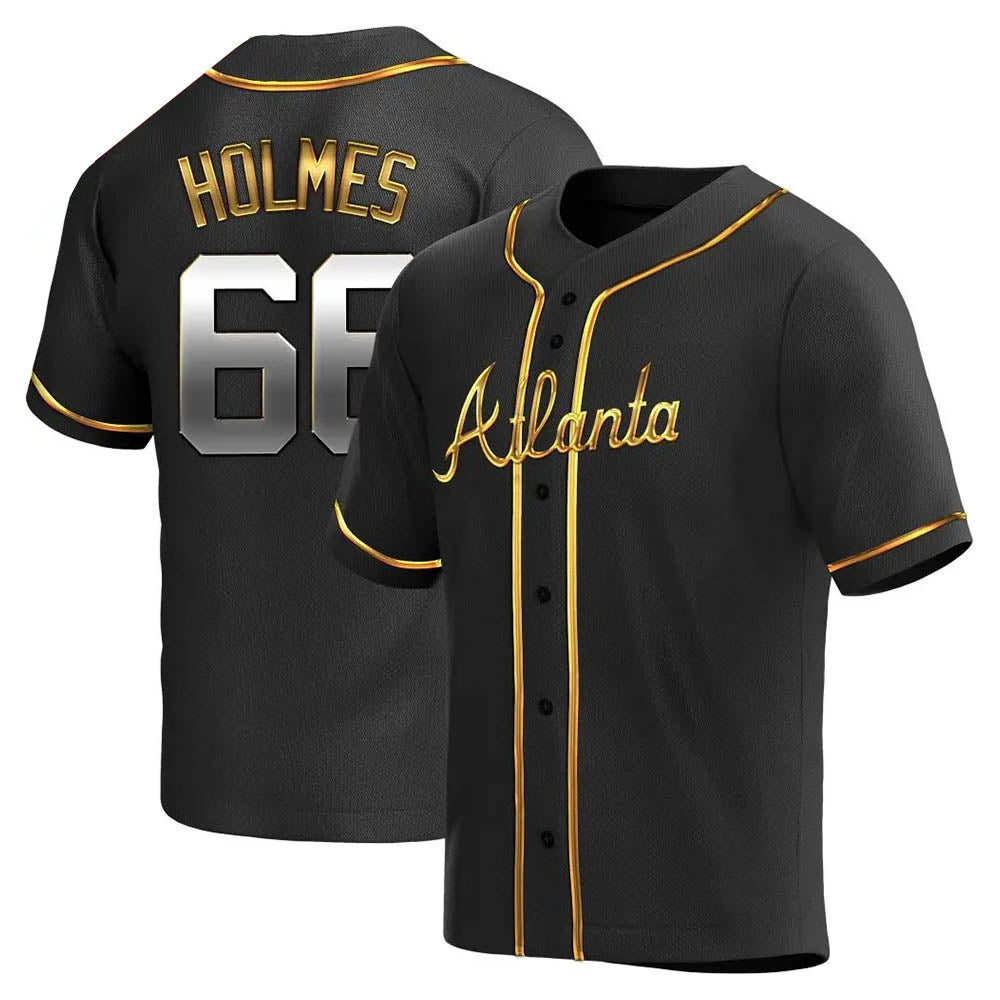 Mdoa A.Braves #66 Grant Holmes Player Black&Gold Replica en Alternate Stitched Jerseys
