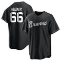 Mdoa A.Braves #66 Grant Holmes Player Black&White Replica Stitched Jerseys
