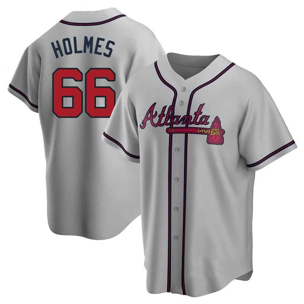 Mdoa A.Braves #66 Grant Holmes Player Gray Replica Road Stitched Jerseys