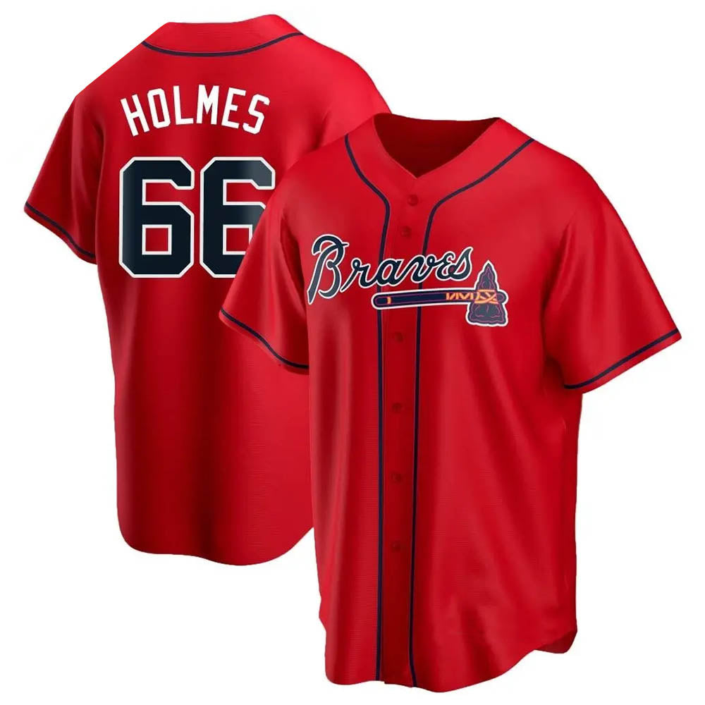 Mdoa A.Braves #66 Grant Holmes Player Red Replica Alternate Stitched Jerseys