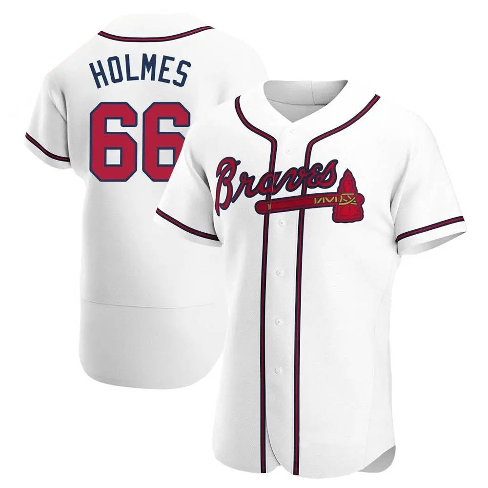 Mdoa A.Braves #66 Grant Holmes Player White Authentic Home Stitched Jerseys