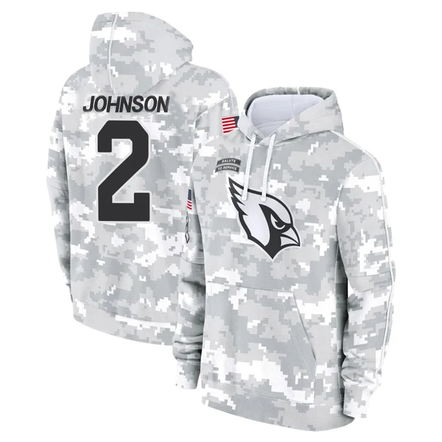 Mdoa A.Cardinals #2 Will Johnson Player Camo Salute to Service Hoodies Stitched Jerseys