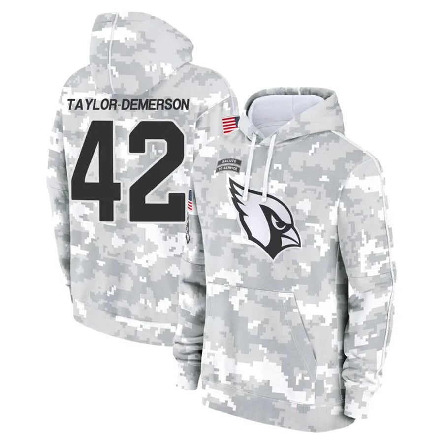 Mdoa A.Cardinals #42 Dadrion Taylor-Demerson Player Camo Salute to Service Hoodies Stitched Jerseys