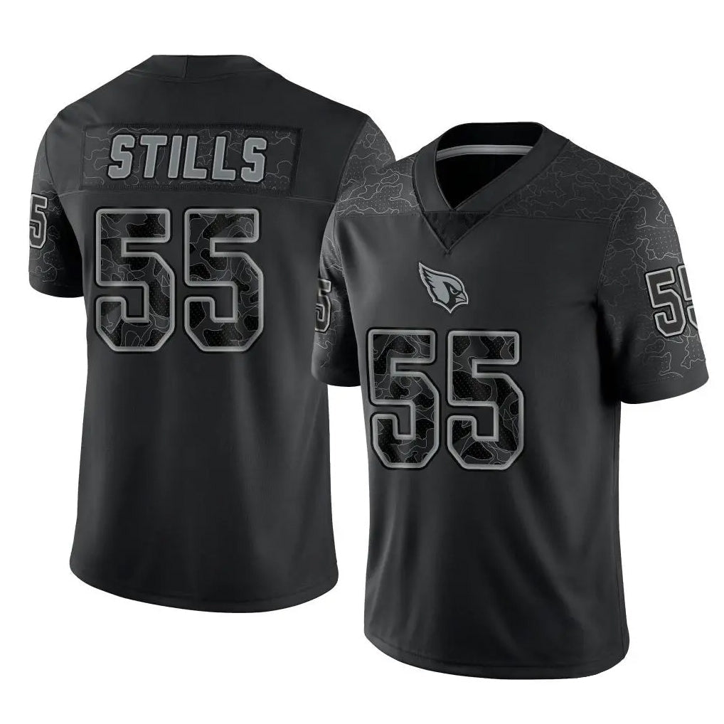 Mdoa A.Cardinals #55 Dante Stills Player Black RFLCTV Limited Home Game Stitched Jerseys