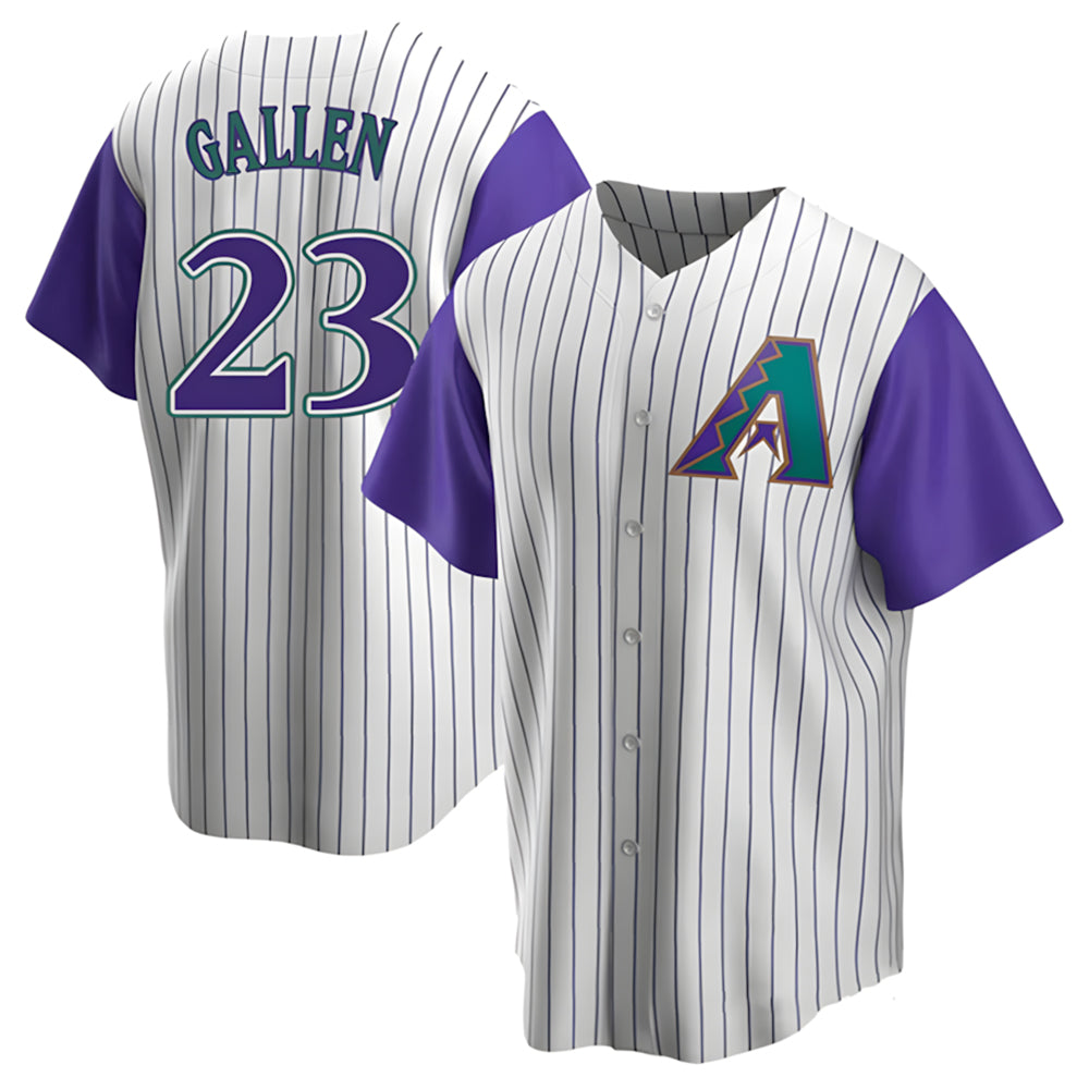 Mdoa A.Diamondbacks #23 Zac Gallen Player White-Purple Replica Stitched Jerseys