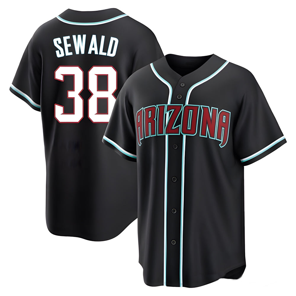 Mdoa A.Diamondbacks #38 Paul Sewald Player  Black Replica Fashion Out Stitched Jersey