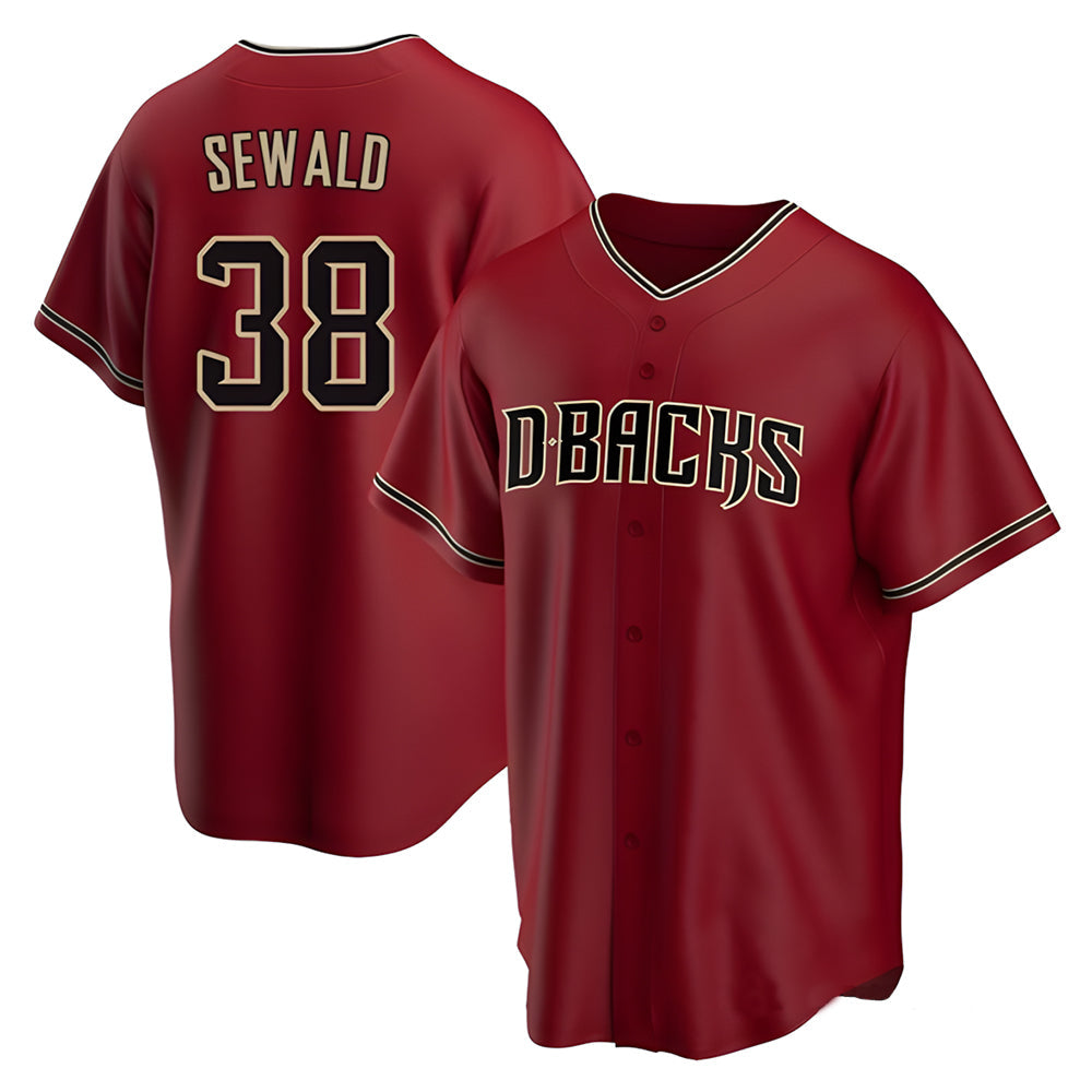Mdoa A.Diamondbacks #38 Paul Sewald Player Red Alternate Replica Stitched Jersey