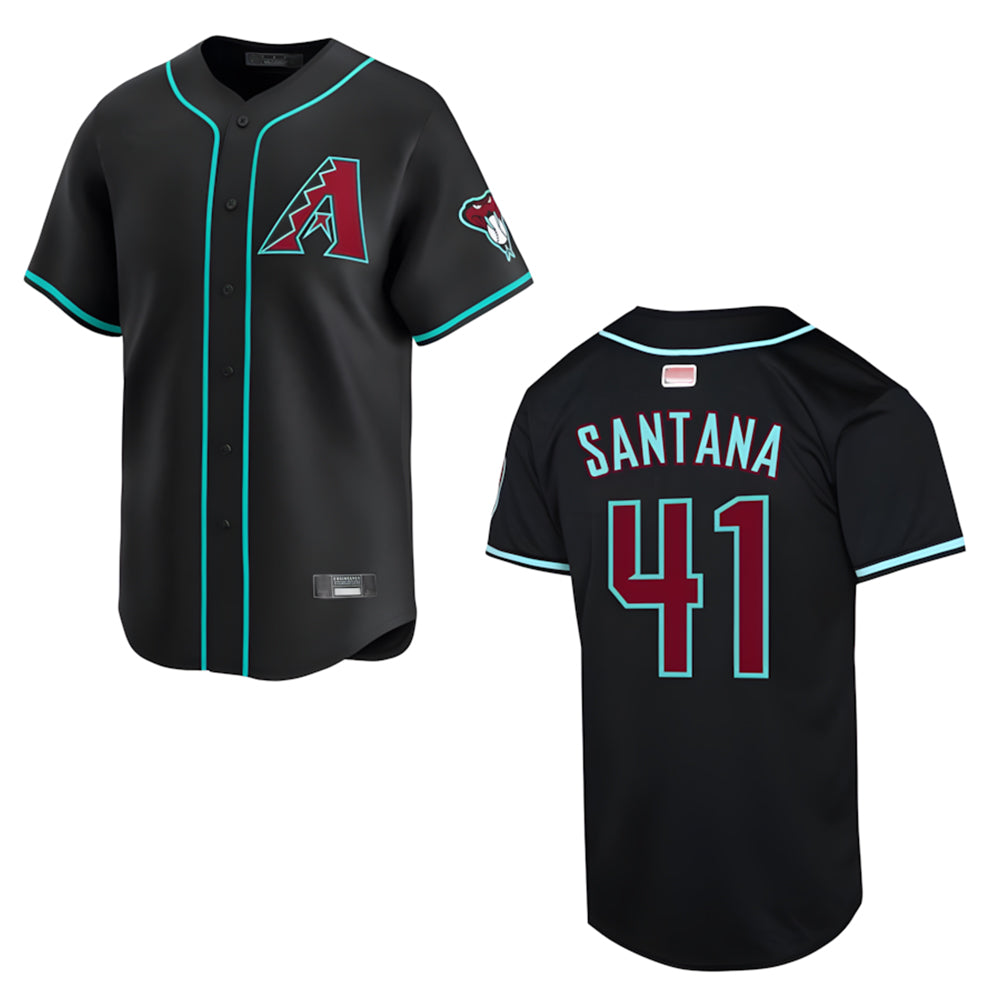 Mdoa A.Diamondbacks #41 Carlos Santana Player Black Player game time Stitched Jersey