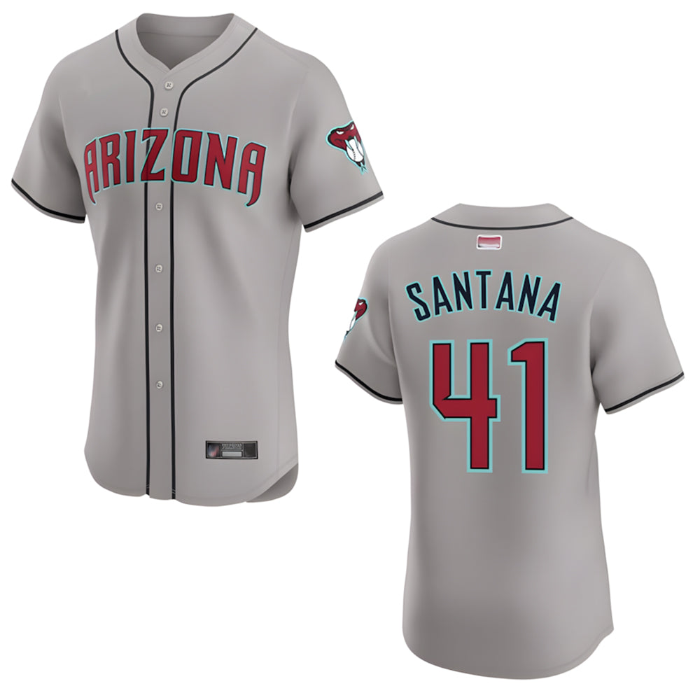 Mdoa A.Diamondbacks #41 Carlos Santana Player Gray game time Stitched Jersey