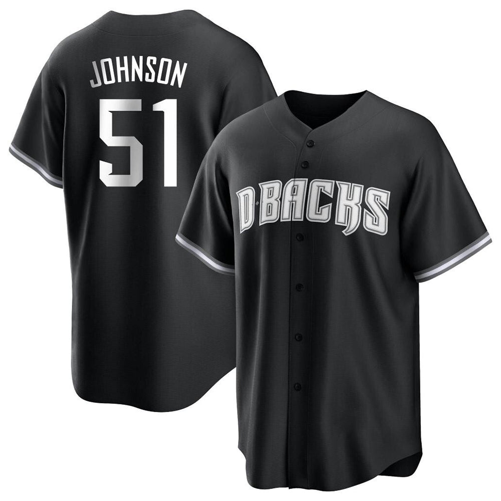 Mdoa A.Diamondbacks #51 Randy Johnson Player Black White Replica Alternate Stitched Jerseys