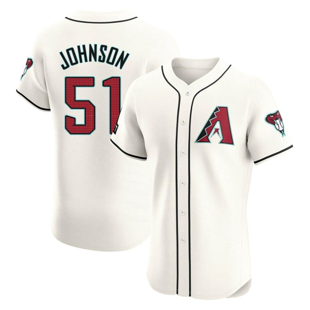Mdoa A.Diamondbacks #51 Randy Johnson Player Cream Elite Home Patch Stitched Jerseys