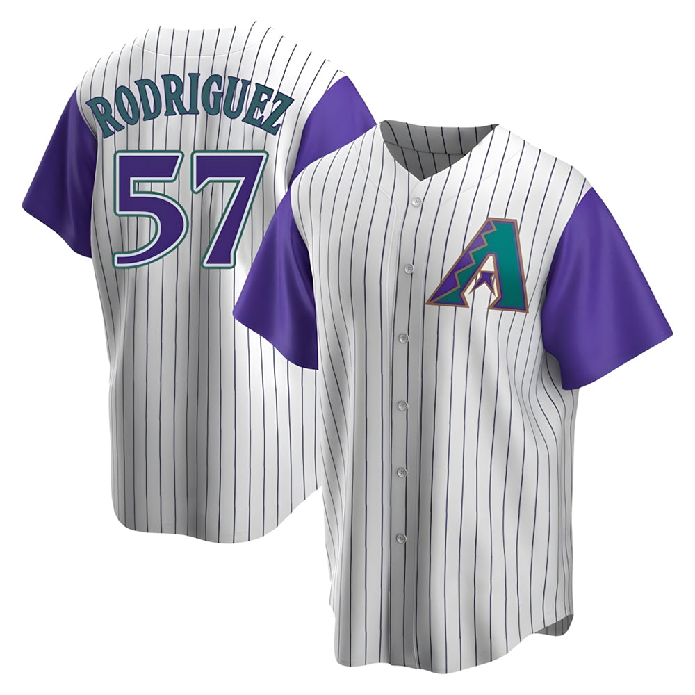 Mdoa A.Diamondbacks #57 Eduardo Rodriguez Player  Cream Purple Replica Alternate Cooperstown Collection Stitched Jersey