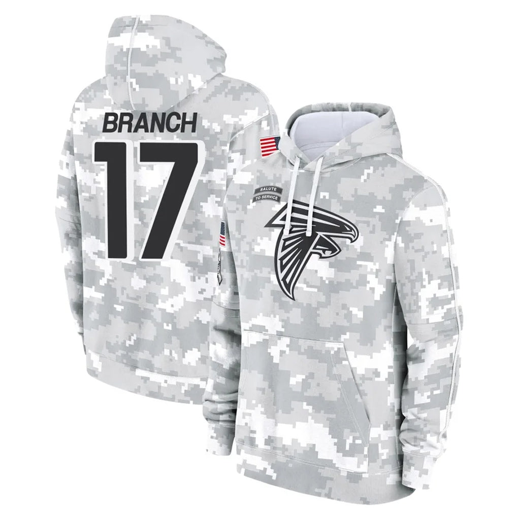 Mdoa A.Falcons #17 Zachariah Branch Player Arctic Camo Salute to Service Limited Hoodie Stitched Jerseys