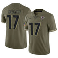Mdoa A.Falcons #17 Zachariah Branch Player Olive Salute To Service Stitched Jerseys