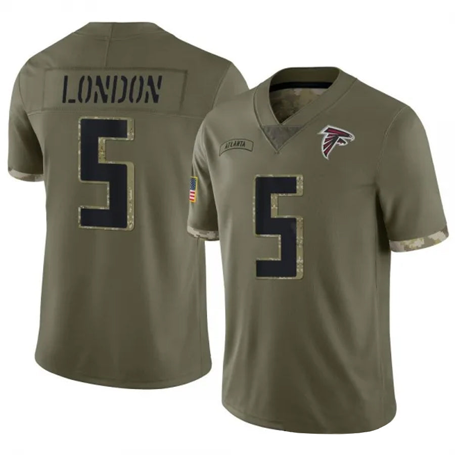 Mdoa A.Falcons #5 Drake London Player Olive Salute To Service Limited Stitched Jerseys